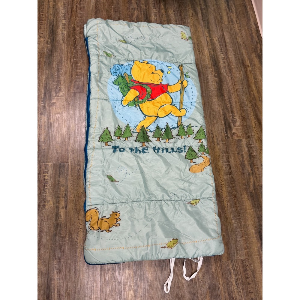 Disney Winnie the Pooh To the Hills Hiking Vintage Sleeping Bag Blue Green